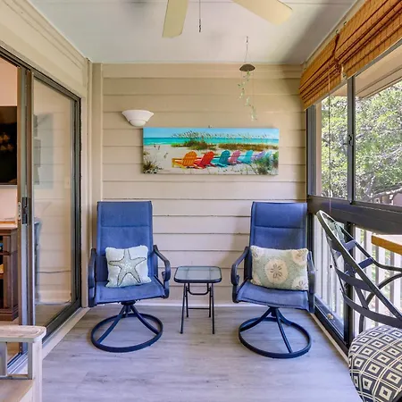 Hilton Head Condo Screened Balcony, Walk To Beach